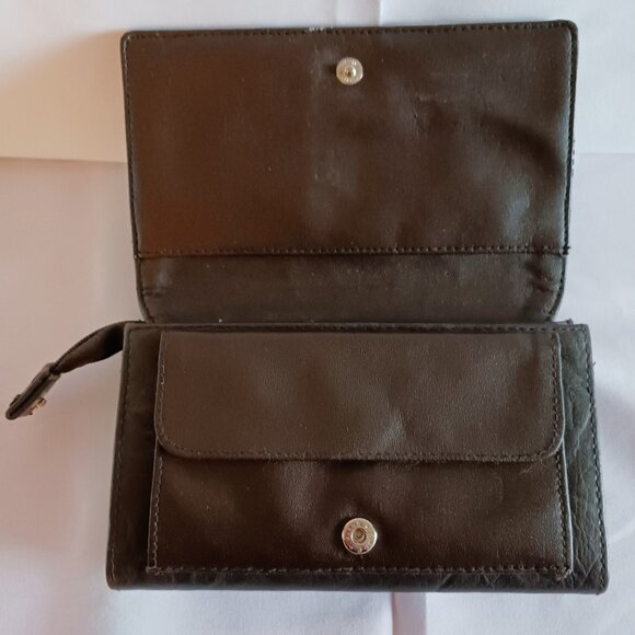 Studio 33 Brown Faux Leather Tri-Fold Checkbook Wallet - Picture 8 of 10